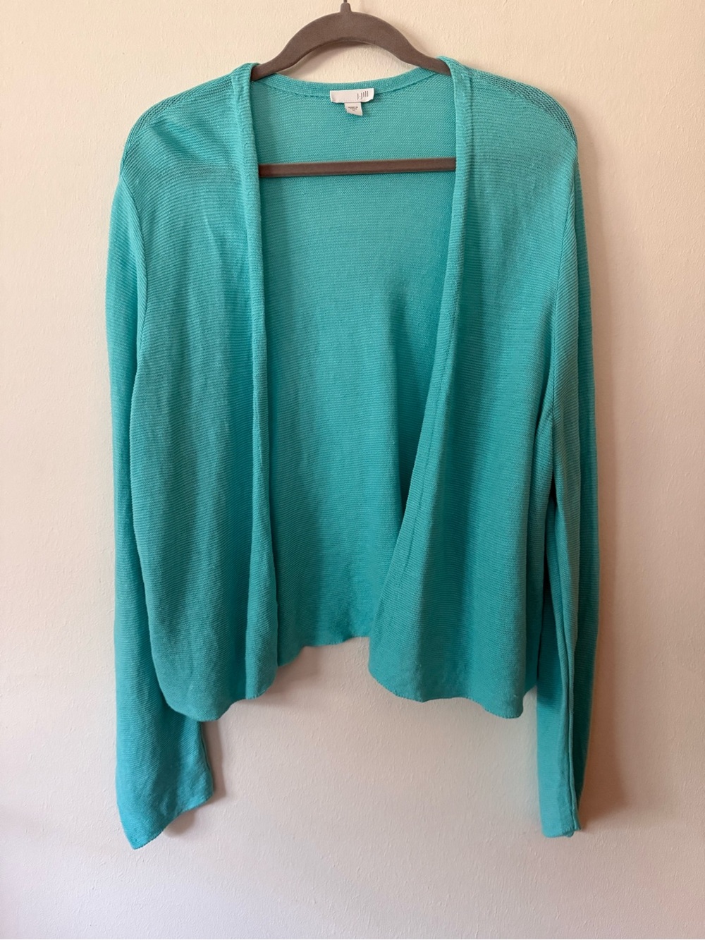 J. Jill Linen Blend Knit Long Sleeve Open Front Cardigan